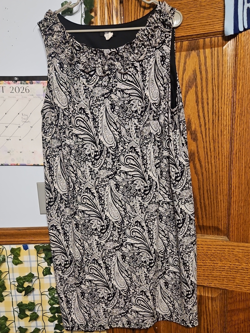 MSK Black and White Paisley Print Dress